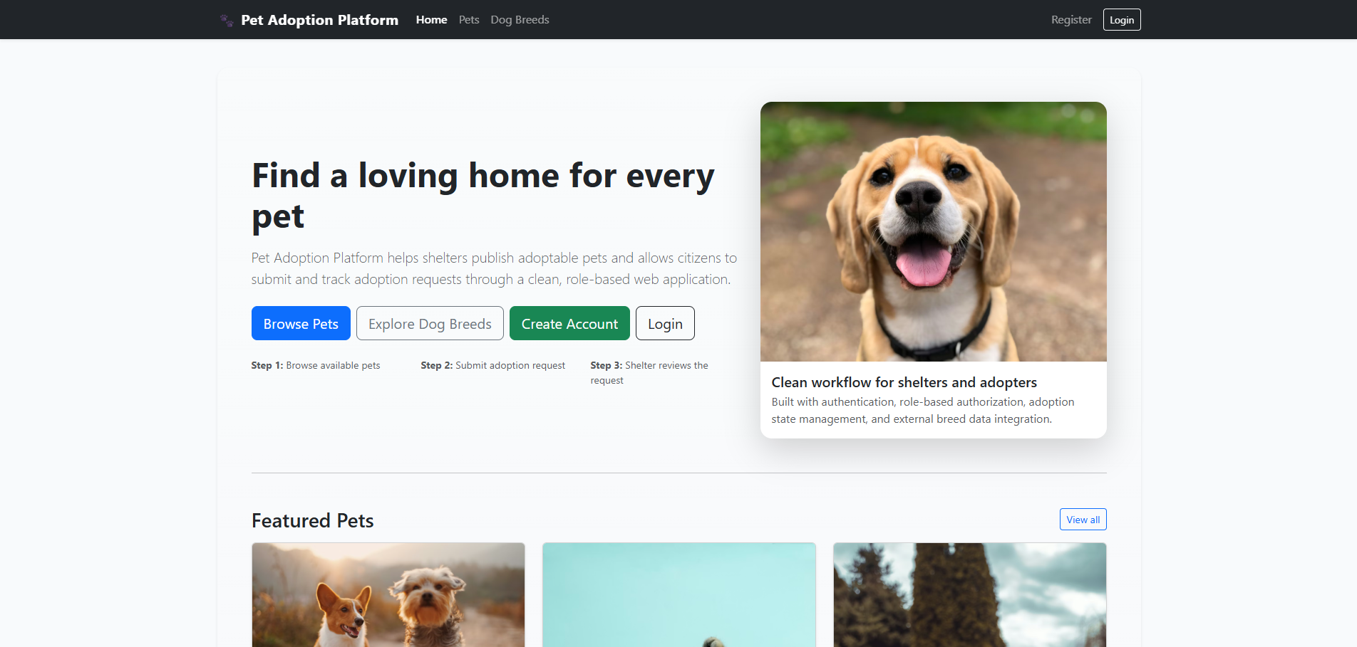 Pet Adoption Platform image